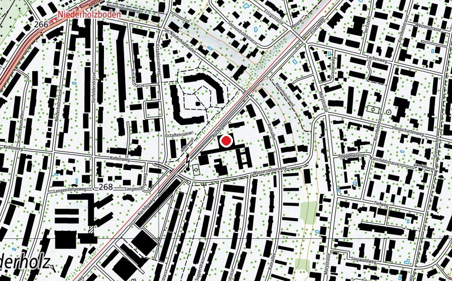 Map showing the location of Turn- und Schwimmhalle Primarschule Wasserstelzen (Sports centre)