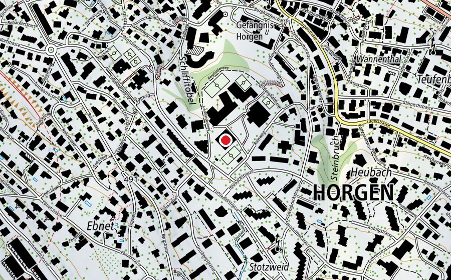 Carte indiquant l’emplacement de Turnhalle Berghalden (Centre sportif)