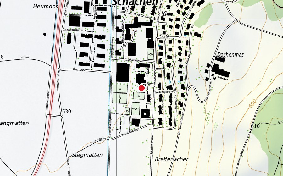 Carte indiquant l’emplacement de Turnhalle (Centre sportif)