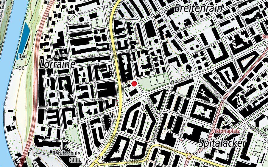 Carte indiquant l’emplacement de Turnhalle Breitenrain (Centre sportif)