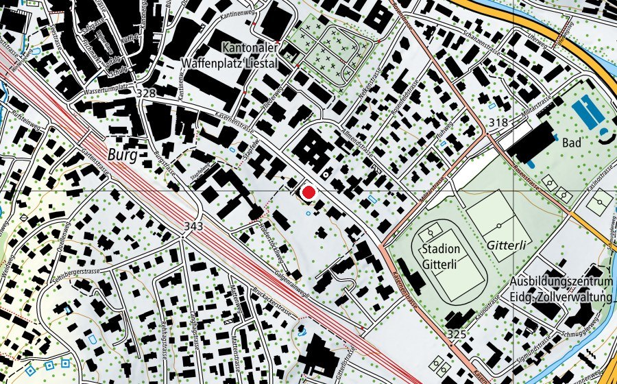 Map showing the location of Turnhalle Burg (Sports centre)