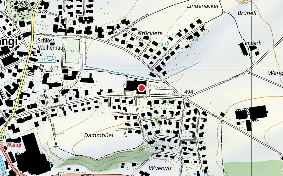 Karte mit dem Standort von Turnhalle Dammbühl (Sportanlage)