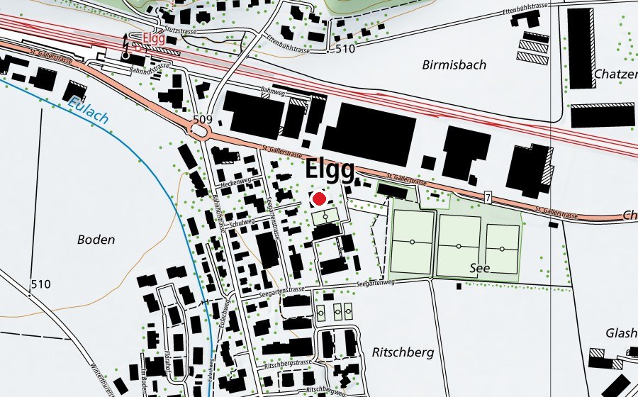 Karte mit dem Standort von Turnhalle (Sportanlage)