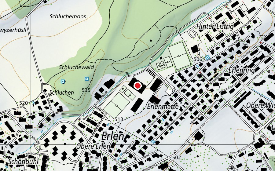 Karte mit dem Standort von Turnhalle (Sportanlage)