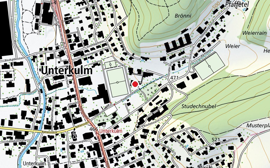Mappa con la posizione di Turnhalle Färberacker (Centro sportivo)