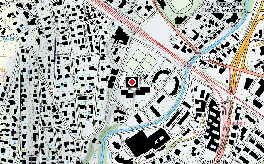 Map showing the location of Turnhalle Frenke (Sports centre)