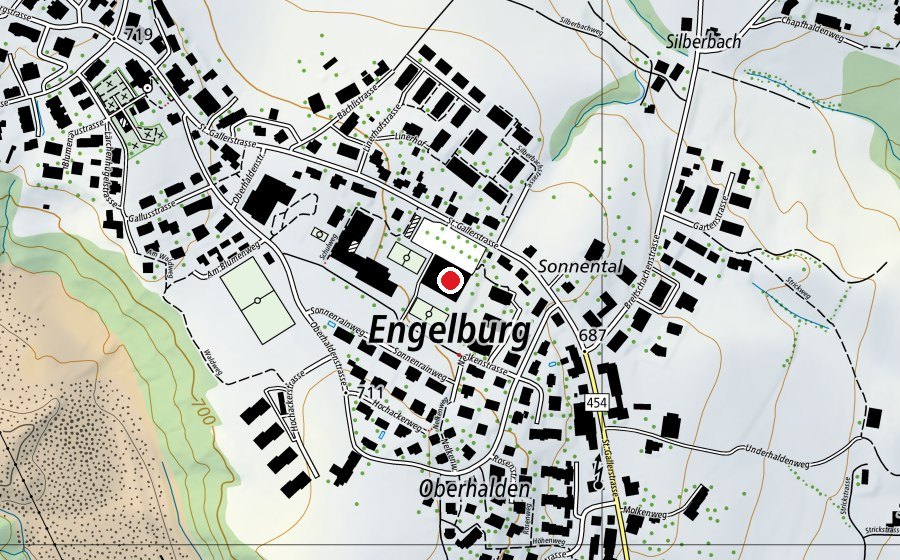 Karte mit dem Standort von Turnhalle (Sportanlage)