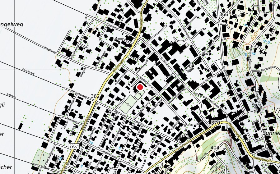 Carte indiquant l’emplacement de Turnhalle Gartenstrasse (Centre sportif)