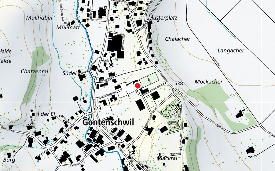 Karte mit dem Standort von Turnhalle Gontenschwil (Sportanlage)