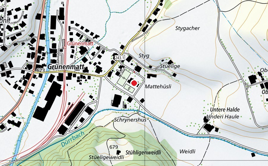 Karte mit dem Standort von Turnhalle Grünenmatt (Sportanlage)