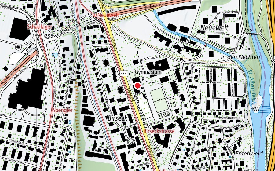 Karte mit dem Standort von Turnhalle Gymnasium Münchenstein (Sportanlage)