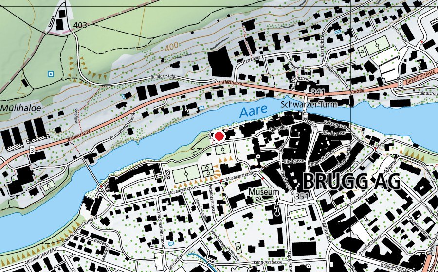 Map showing the location of Turnhalle Hallwyler (Sports centre)