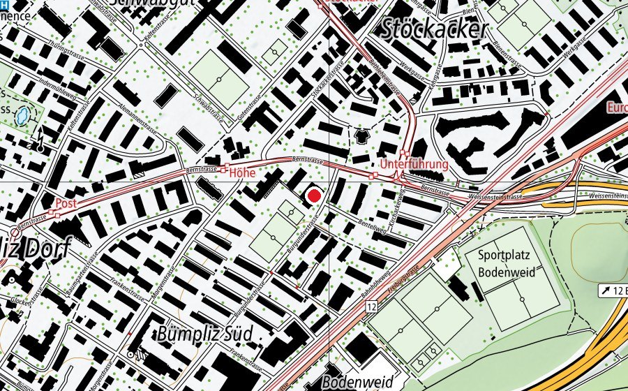 Carte indiquant l’emplacement de Turnhalle Höhe (Centre sportif)