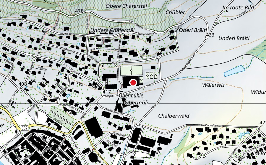 Map showing the location of Turnhalle Hopfengarten (Hoga) (Sports centre)