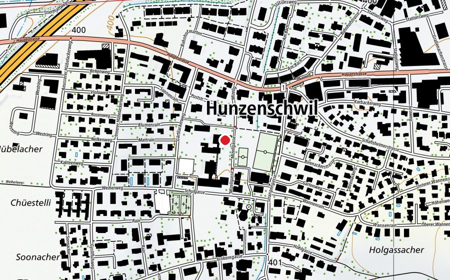 Mappa con la posizione di Turnhalle Hunzenschwil (Centro sportivo)