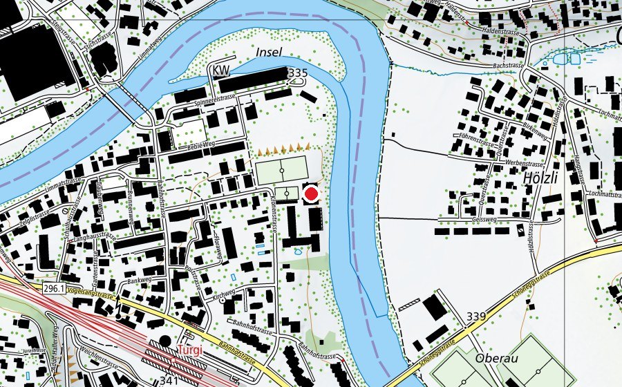 Map showing the location of Turnhalle im Gut (Sports centre)