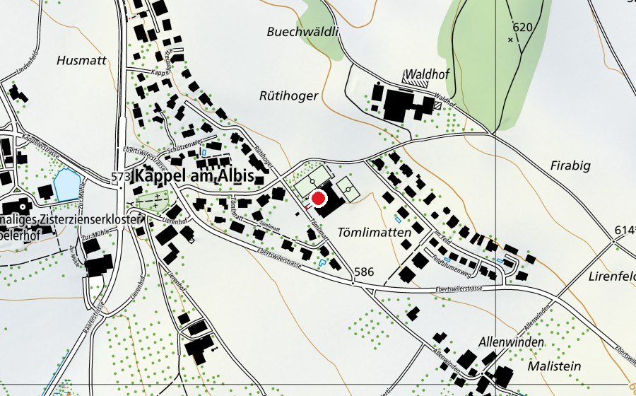 Map showing the location of Turnhalle (Sports centre)