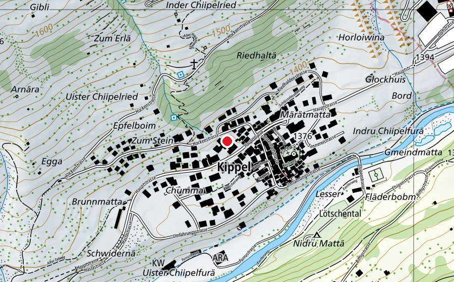 Map showing the location of Turnhalle (Sports centre)