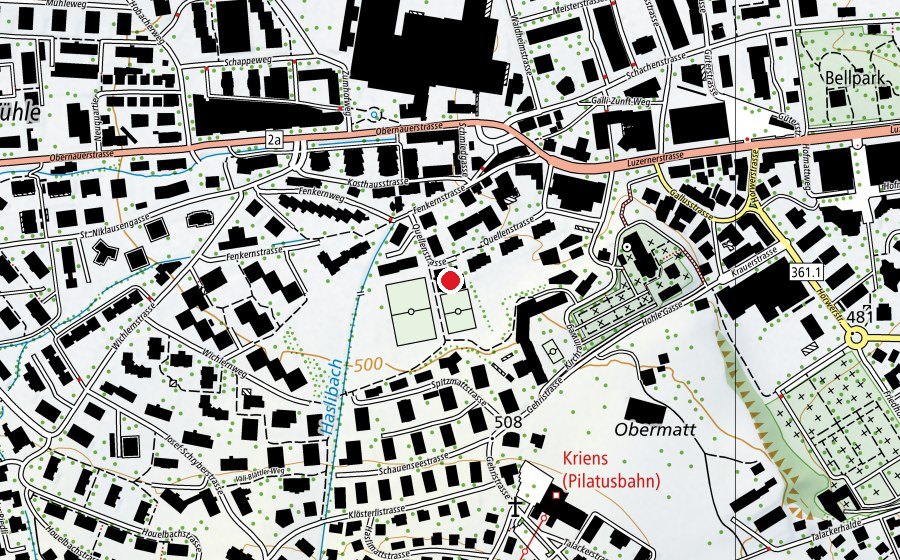 Map showing the location of Turnhalle (Sports centre)