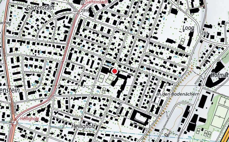 Carte indiquant l’emplacement de Turnhalle Lärchenschulhaus (Centre sportif)