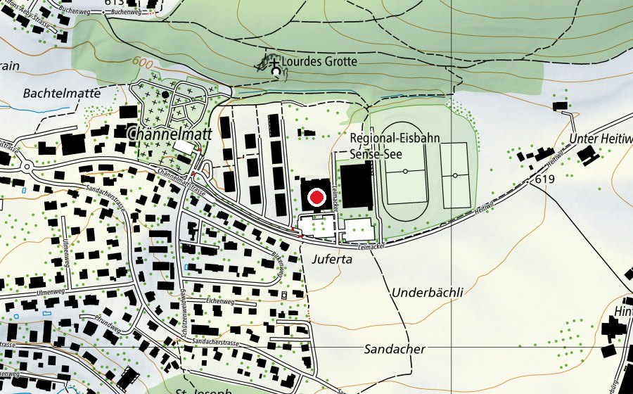 Mappa con la posizione di Turnhalle Leimacker (Centro sportivo)