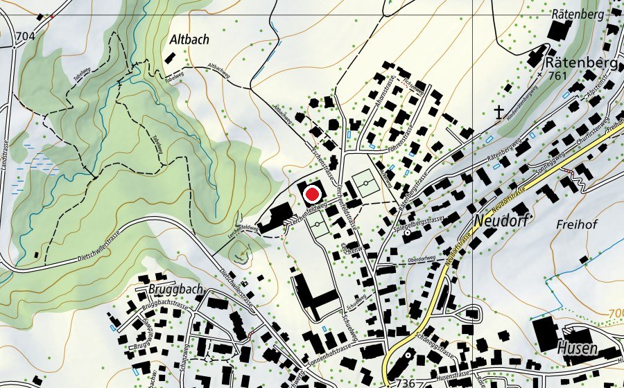 Carte indiquant l’emplacement de Turnhalle Lerchenfeld (Centre sportif)