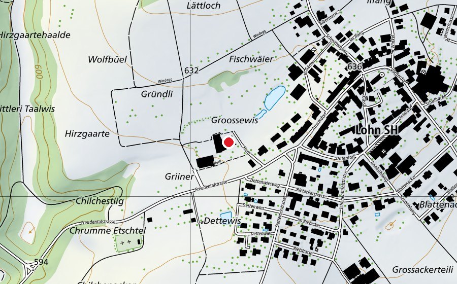Karte mit dem Standort von Turnhalle Lohn (Sportanlage)