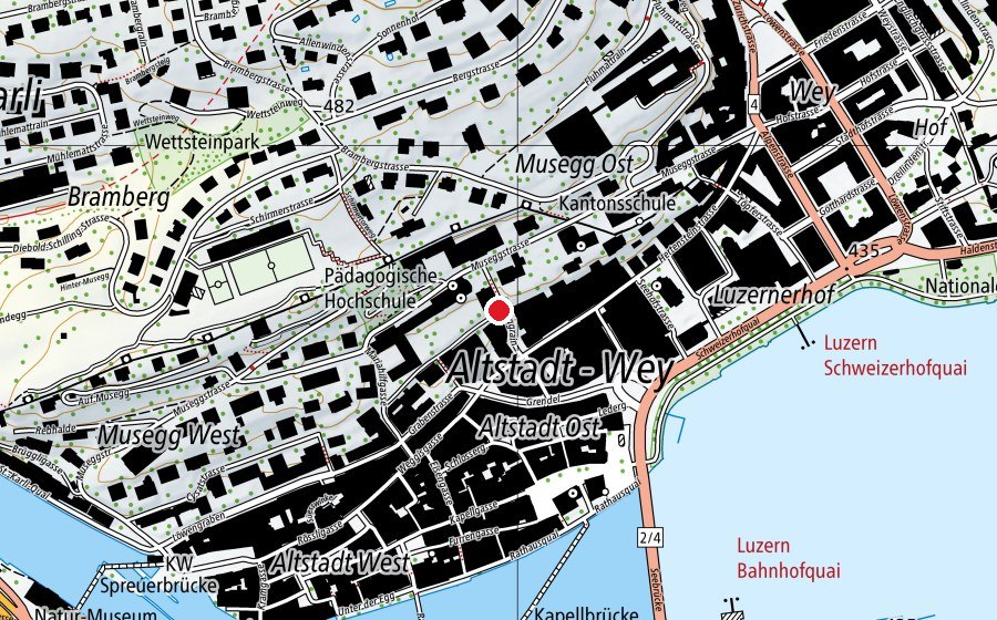 Map showing the location of Turnhalle Mariahilf (Sports centre)