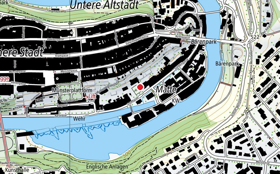Map showing the location of Turnhalle Matte (Sports centre)