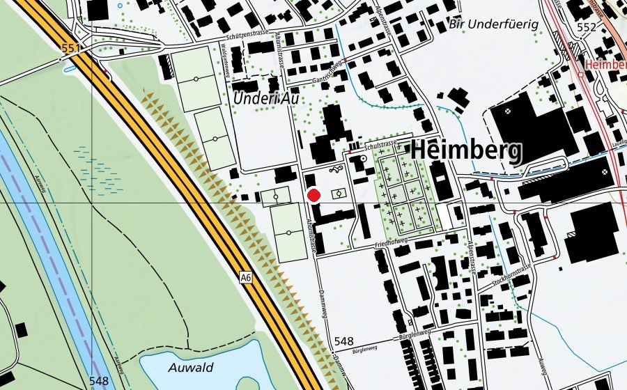 Karte mit dem Standort von Turnhalle Primarschule Untere Au (Sportanlage)