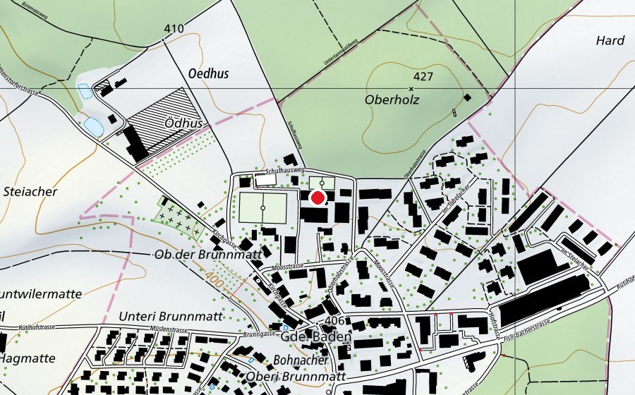 Map showing the location of Turnhalle Rütihof (Sports centre)