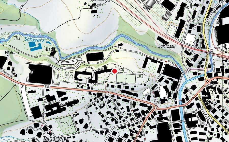 Mappa con la posizione di Turnhalle Schanz (Centro sportivo)