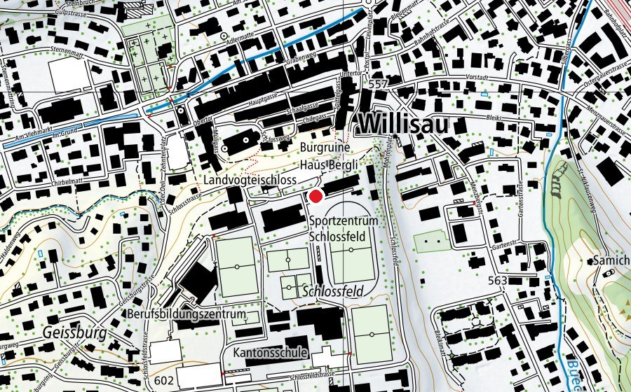 Mappa con la posizione di Turnhalle Schloss (Centro sportivo)