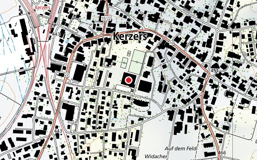 Map showing the location of Turnhalle Schmittengässli (Sports centre)