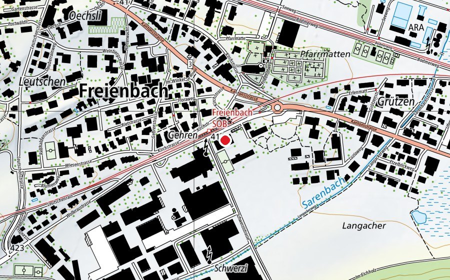 Karte mit dem Standort von Turnhalle Schwerzi (Sportanlage)