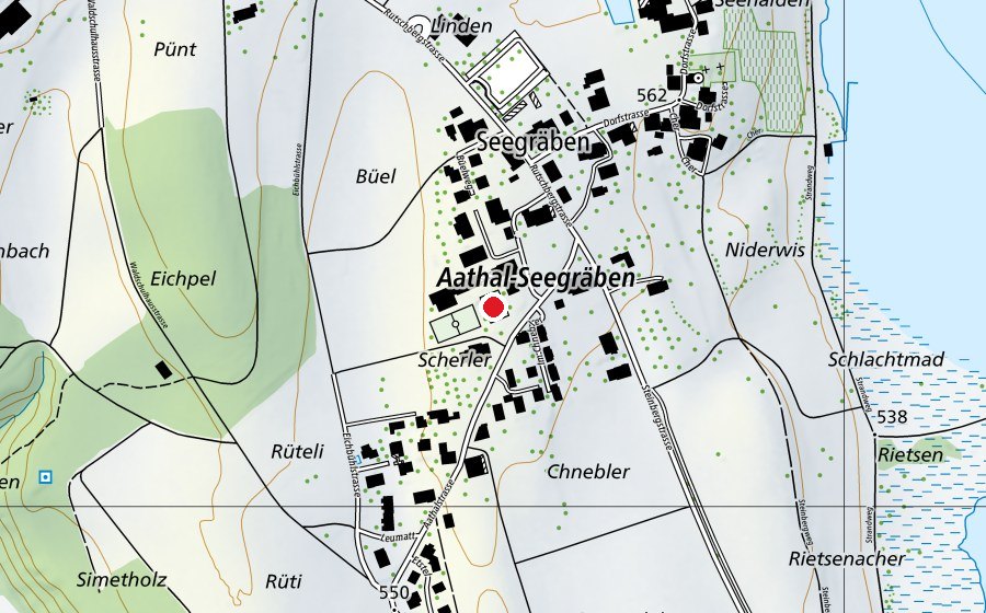 Map showing the location of Turnhalle (Sports centre)