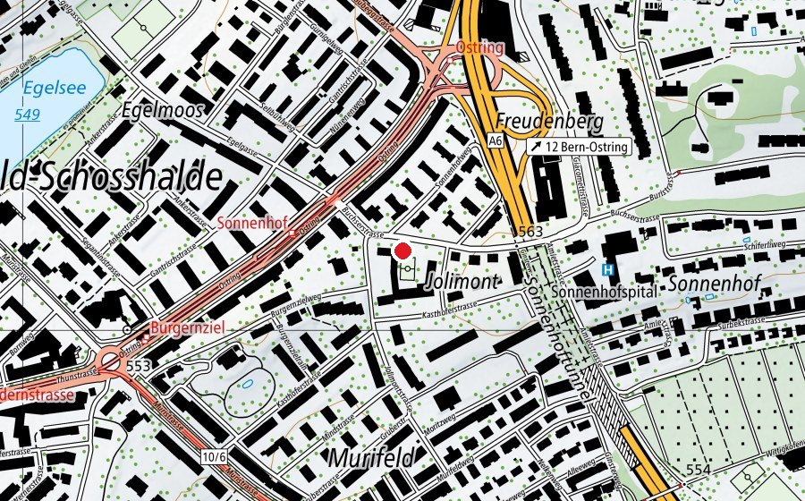 Map showing the location of Turnhalle Sonnenhof (Sports centre)