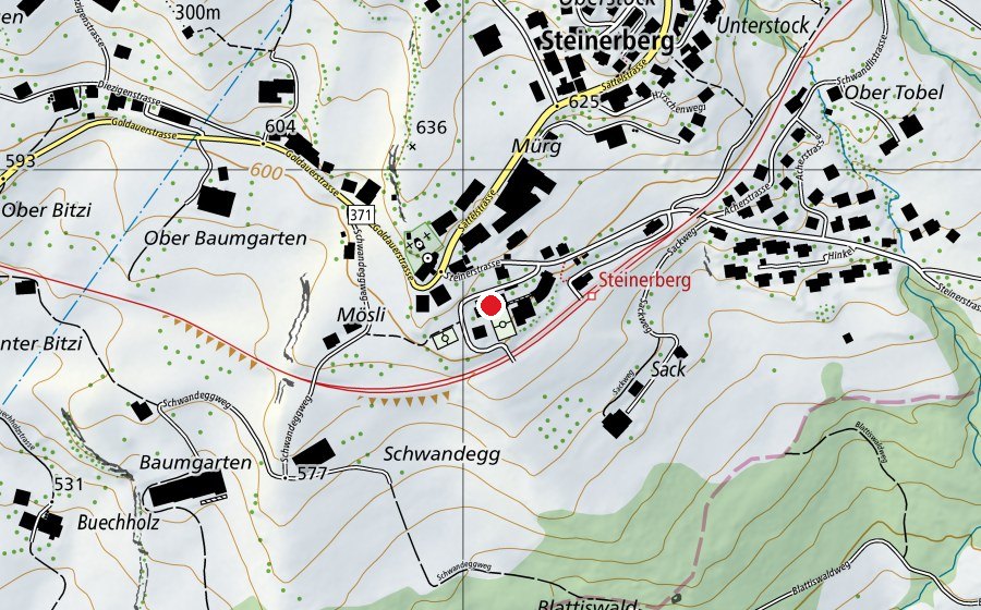 Carte indiquant l’emplacement de Turnhalle (Centre sportif)