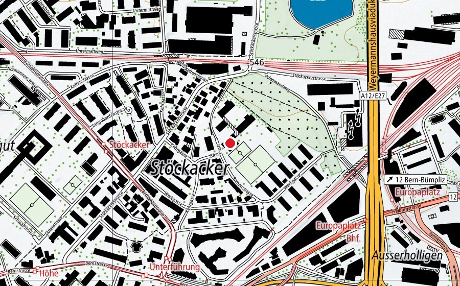 Carte indiquant l’emplacement de Turnhalle Stöckacker (Centre sportif)