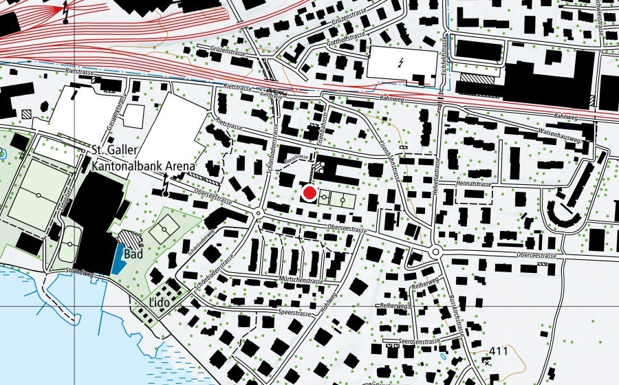 Mappa con la posizione di Turnhalle Südquartier (Centro sportivo)