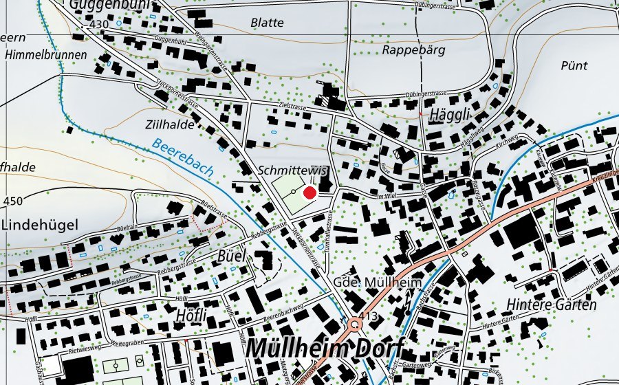 Karte mit dem Standort von Turnhalle Wiel (Sportanlage)