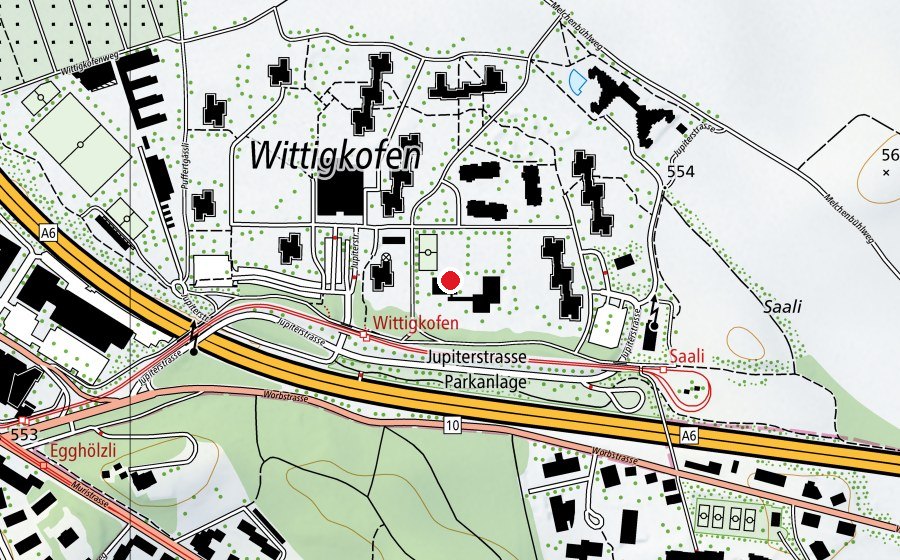 Carte indiquant l’emplacement de Turnhalle Wittigkofen (Centre sportif)