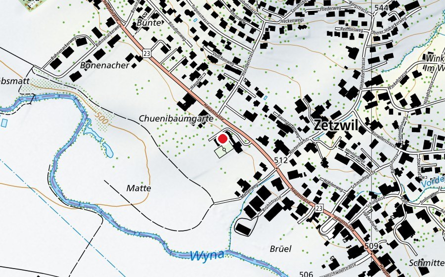 Map showing the location of Turnhalle Zetzwil (Sports centre)