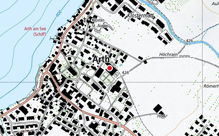 Map showing the location of Turnhalle Zwygarten (Sports centre)