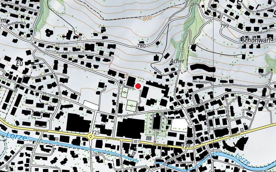 Mappa con la posizione di Turnhallen Acher (Centro sportivo)