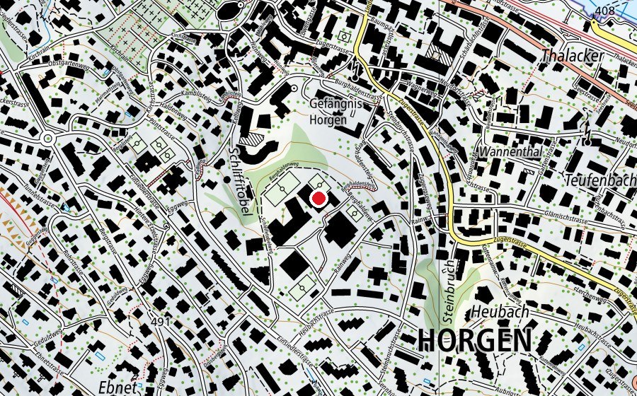 Mappa con la posizione di Turnhallen Rainweg (Centro sportivo)