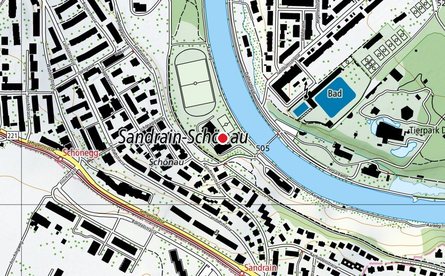 Mappa con la posizione di Turnhallen Schönau (Centro sportivo)