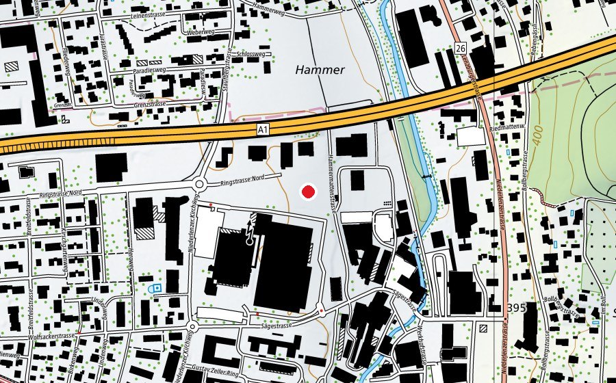 Map showing the location of Turnzentrum Aargau (Sports centre)