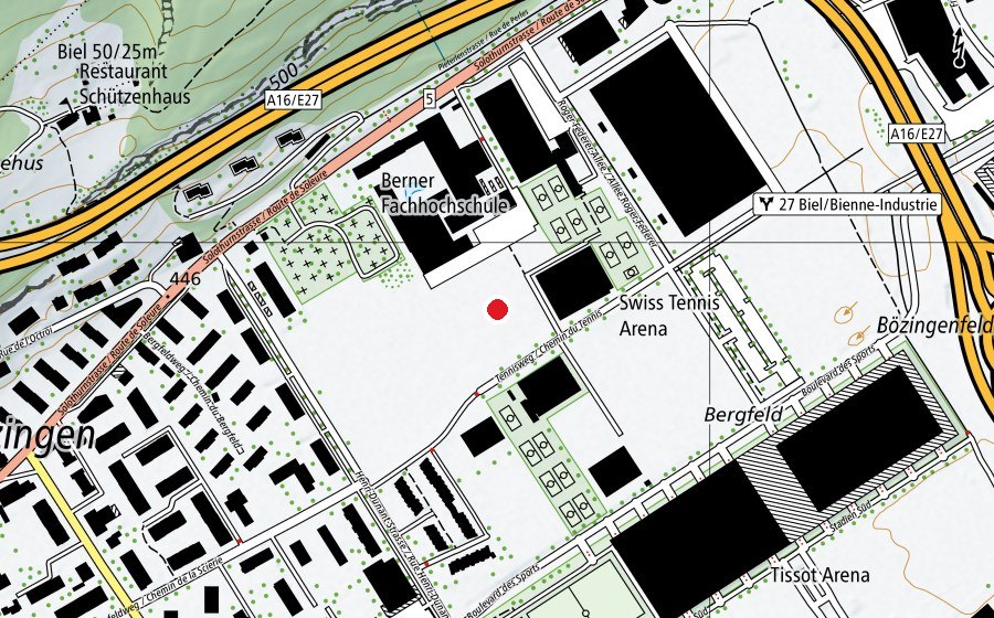 Map showing the location of Turnzentrum Bern (Sports centre)