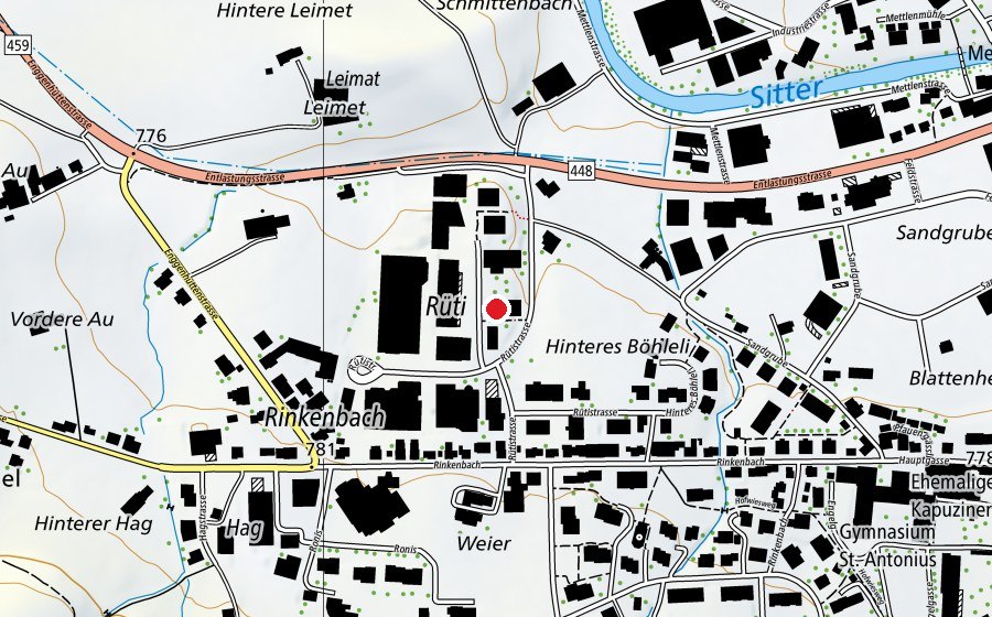 Mappa con la posizione di update Fitness Appenzell (Centro sportivo)